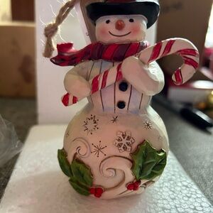 Jim Shore Snowman Ornament with Red and Green Accents